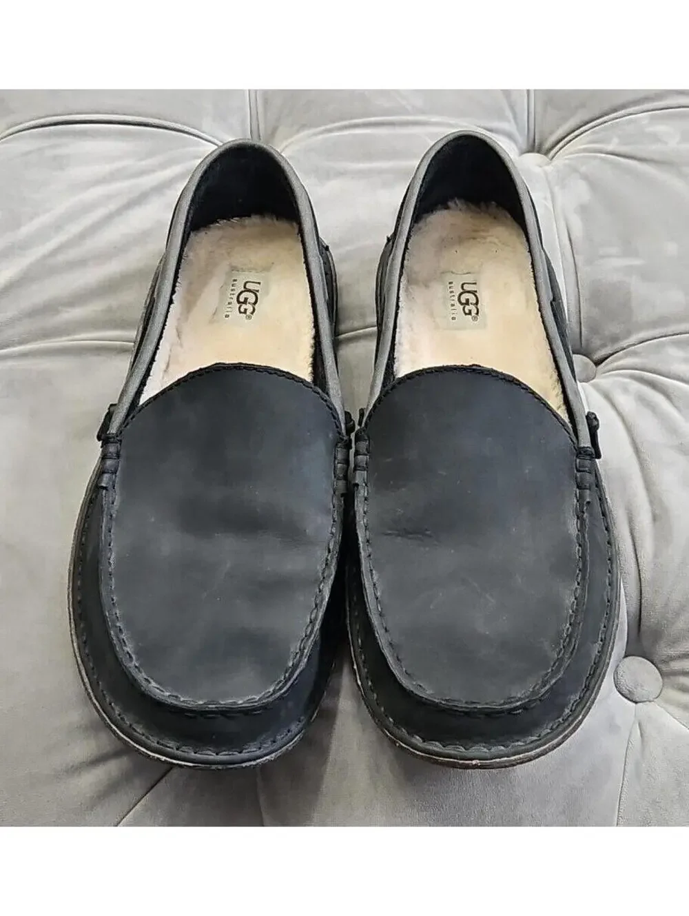 UGG Australia 1005715 Gray Suede Boat Shoes Loafers Mens Flats Slippers 10
